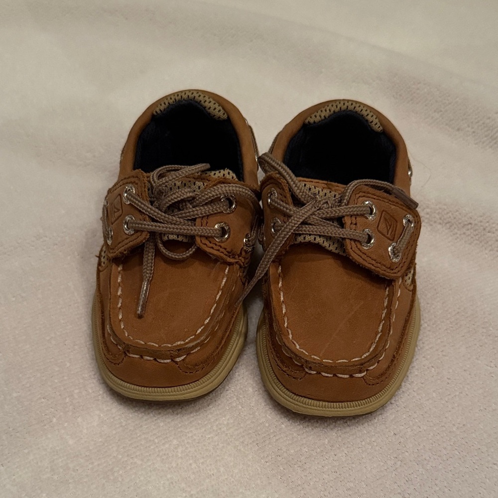 Sperry Tan Kids Moccasins
